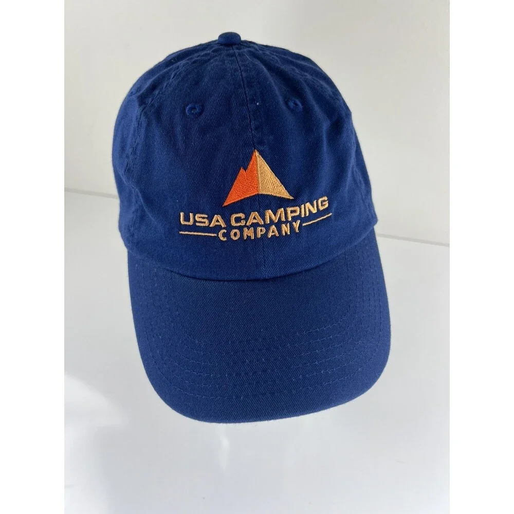 USA Camping Company Embroidered Baseball Hat Ball Cap Navy Blue Strapback